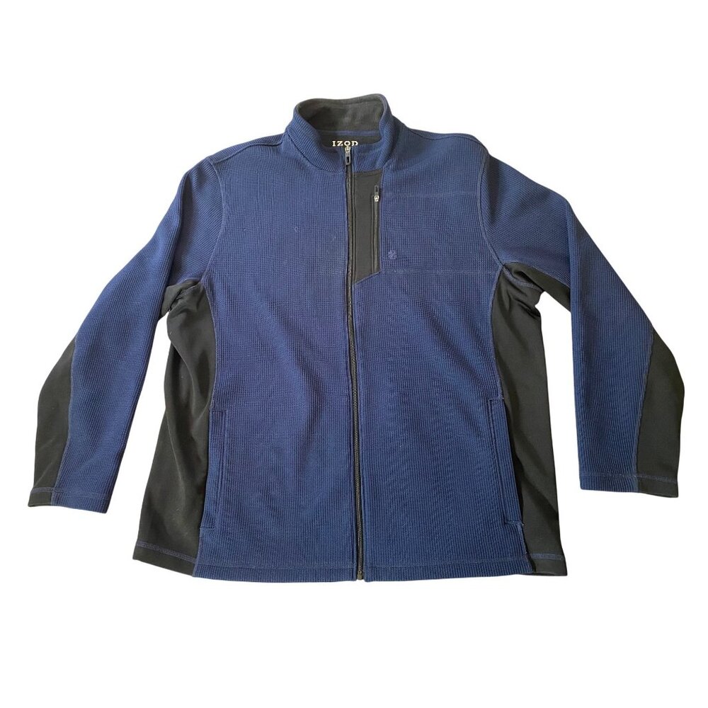 Izod Mens Advantage Performance Stretch Jacket Blue/Black Full Zip XL